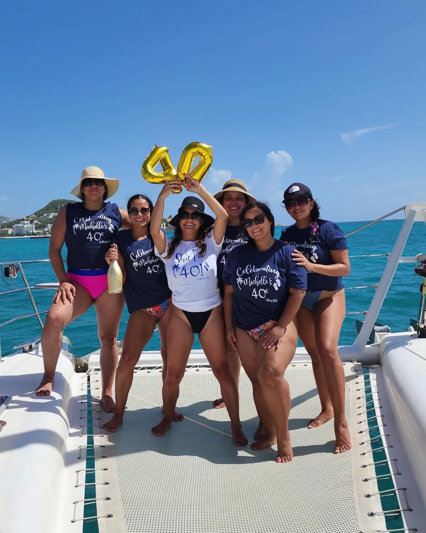 Birthday celebration on the Sail The Phoenix catamaran, St. Maarten